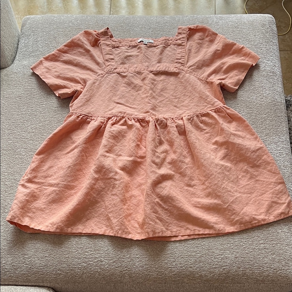 Madewell Peach Linen Mini Dress